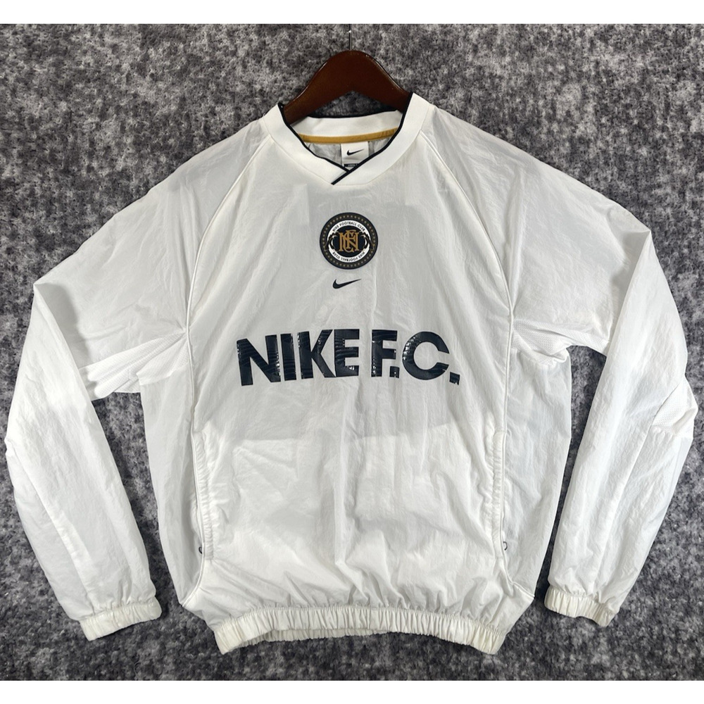 Nike Jacket Mens Large White FC Soccer Football Windbreaker Pullover Training